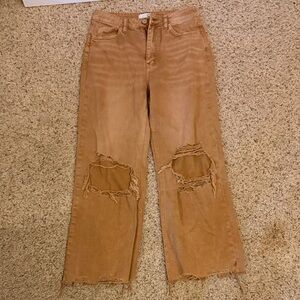 Distressed Tan Women Jeans